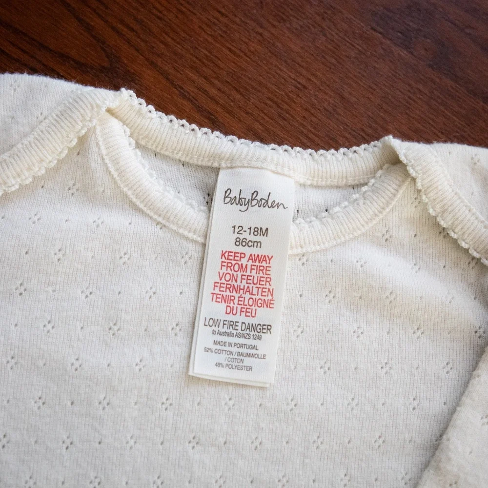 NWOT Baby Boden Pointelle Long Sleeve Onesie - Picture 4 of 9